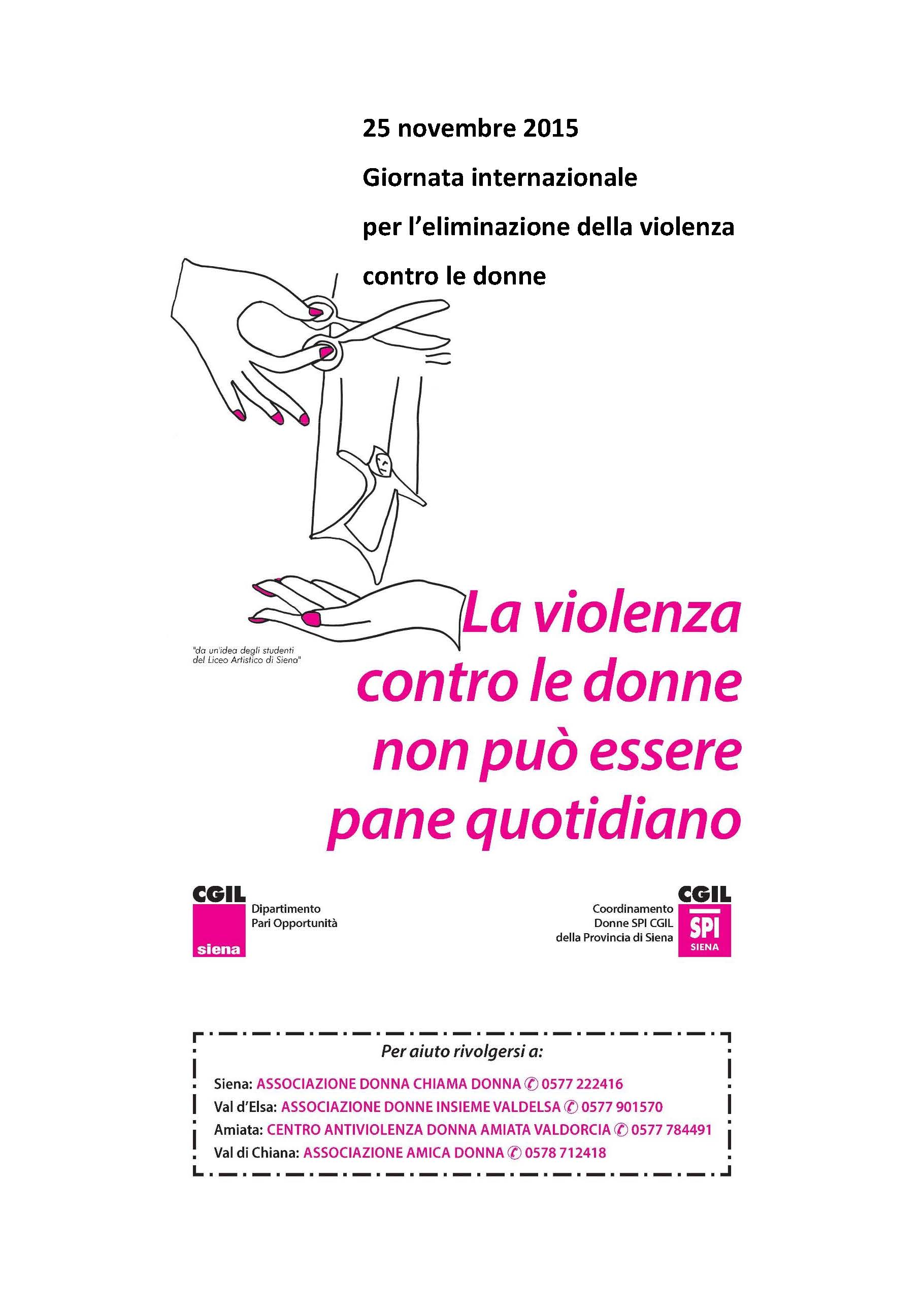 “Giornata per l’eliminazione della violenza contro le donne”