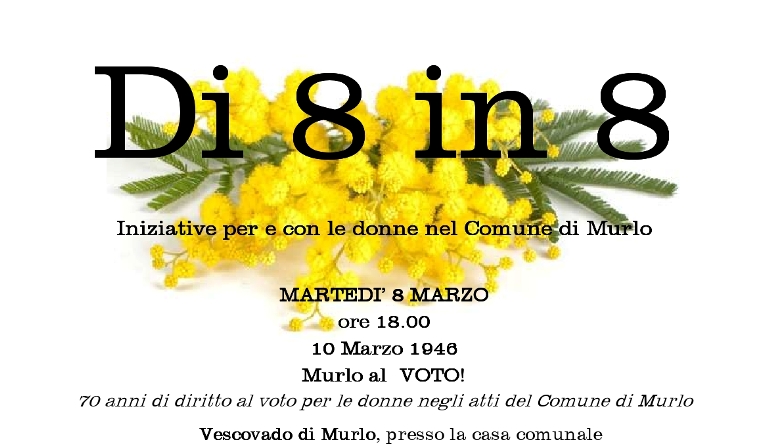 “Di 8 in 8”, per la Festa della donna