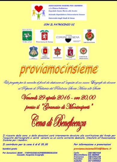 Cena di beneficenza di “Insieme per i bambini”