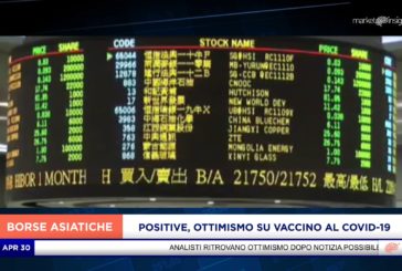 ASIA POSITIVA IN SCIA A WALL STREET, OTTIMISMO SU VACCINO AL COVID-19