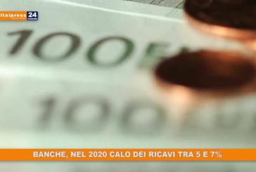 Banche, nel 2020 calo dei ricavi tra 5 e 7%