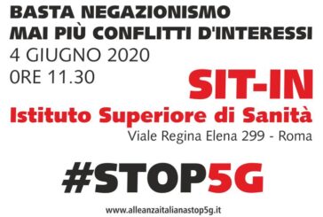 Stop 5G davanti l’Istituto Superiore di Sanità