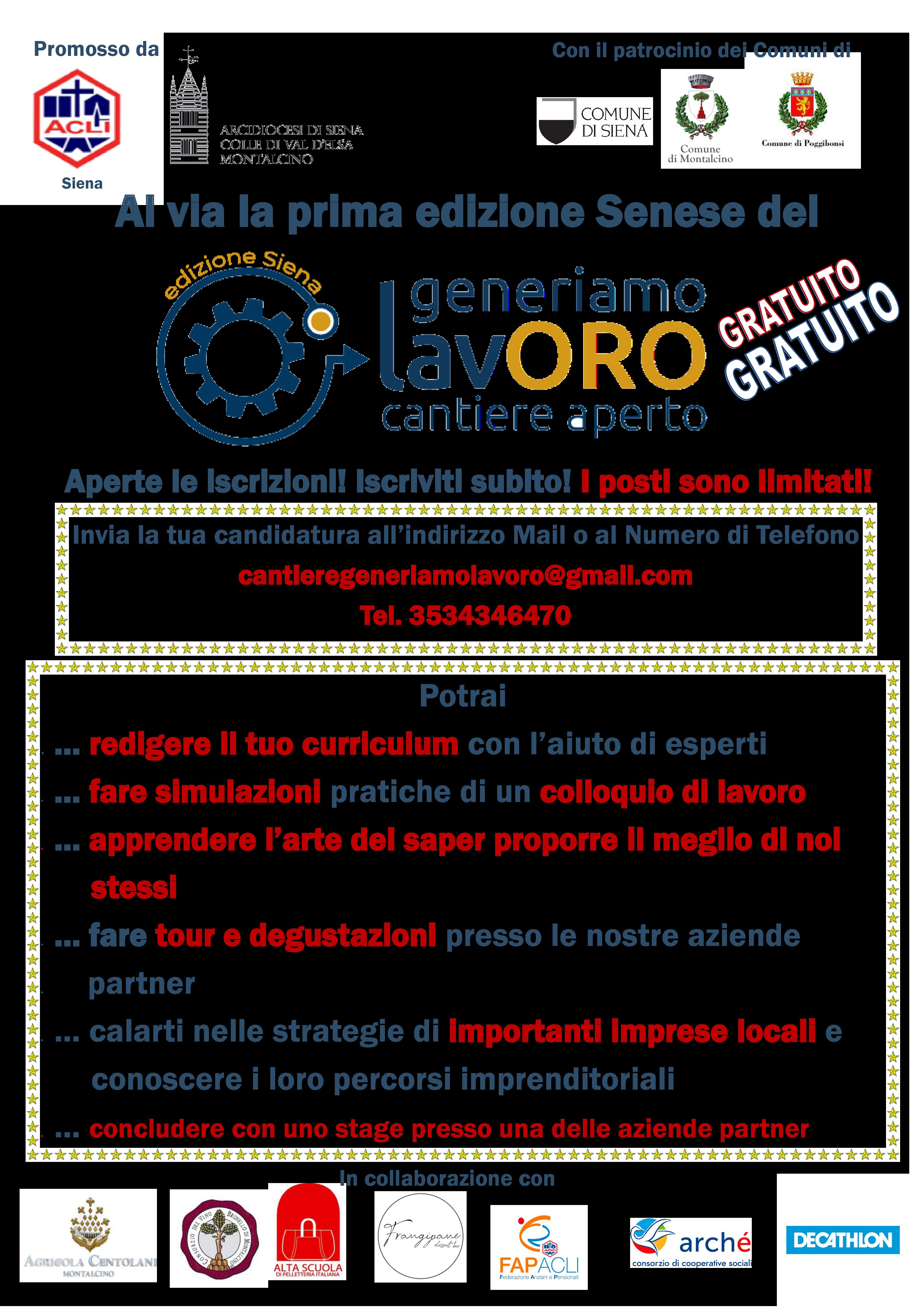 Aperte le iscrizioni a “Cantiere generiamo lavoro” di Acli e Arcidiocesi