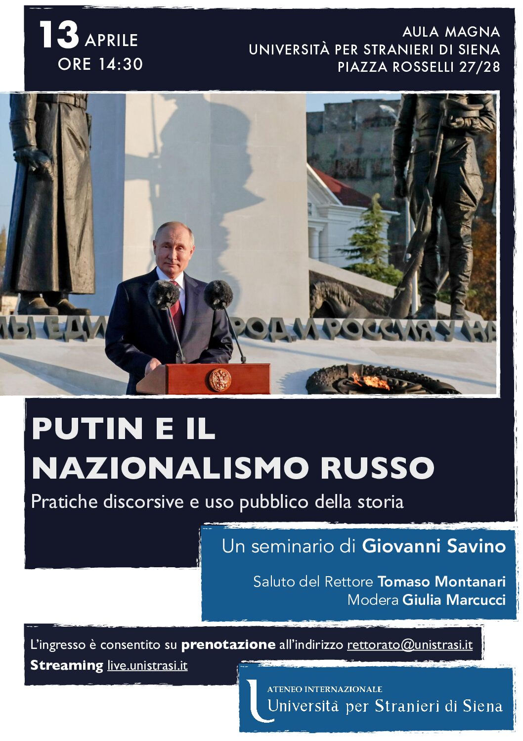 In Unistrasi la conferenza di Giovanni Savino su “Putin e il nazionalismo russo”