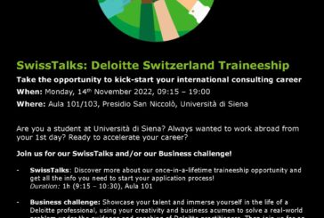 “Swiss Talks”: Deloitte Switzerland alla ricerca di talenti in Ateneo