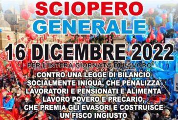 Sciopero generale del 16 dicembre: presidio di lavoratori e pensionati a Siena