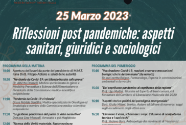 “Riflessioni post pandemiche: aspetti sanitari, giuridici e sociologici” a Palazzo Patrizi