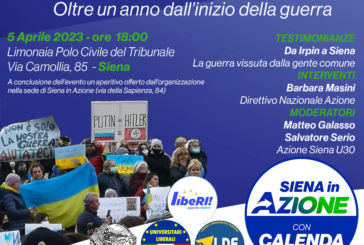 Gli Under 30 di Siena in Azione invitano a riflettere sulla guerra