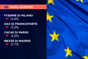 LISTINI EUROPEI CHIUDONO NEGATIVI, PIAZZA AFFARI -0,4%