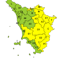 Codice giallo per maltempo per sabato 10 giugno