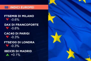 BORSE EUROPEE CHIUDONO PERLOPIÙ NEGATIVE, PIAZZA AFFARI -0,6%