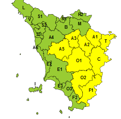 Codice giallo per temporali forti fino alle 20 di oggi