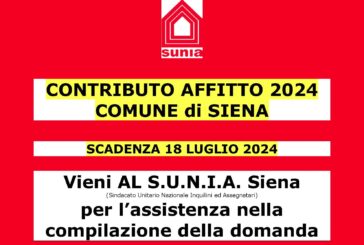 Contributo affitto 2024: il Sunia Siena disponibile all’assistenza