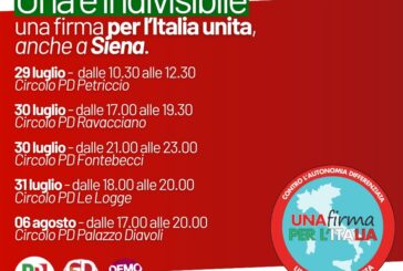 Pd: una firma per l’Italia unita, anche a Siena