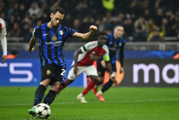 Calhanoglu su rigore, a San Siro Inter-Arsenal 1-0