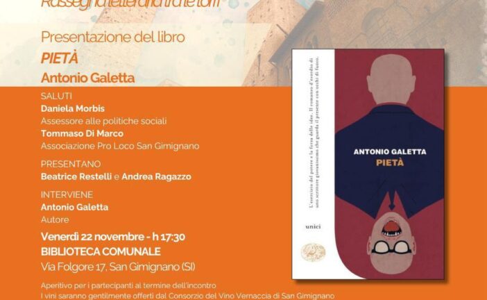 Il giovane scrittore Antonio Galetta a San Gimignano grazie a “Pagine d’Inverno”