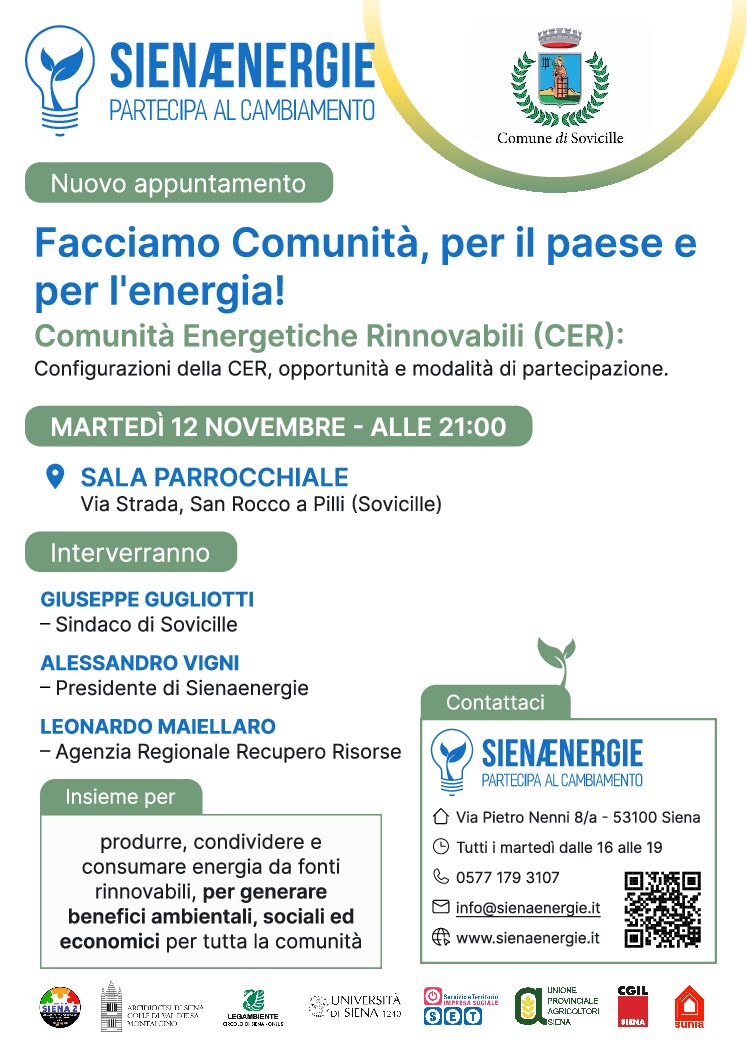 Sienaenergia: “Facciamo comunità: per il paese e per l’energia”