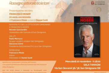 Letteratura, Francesco Moser a San Gimignano grazie a “Pagine d’Inverno”