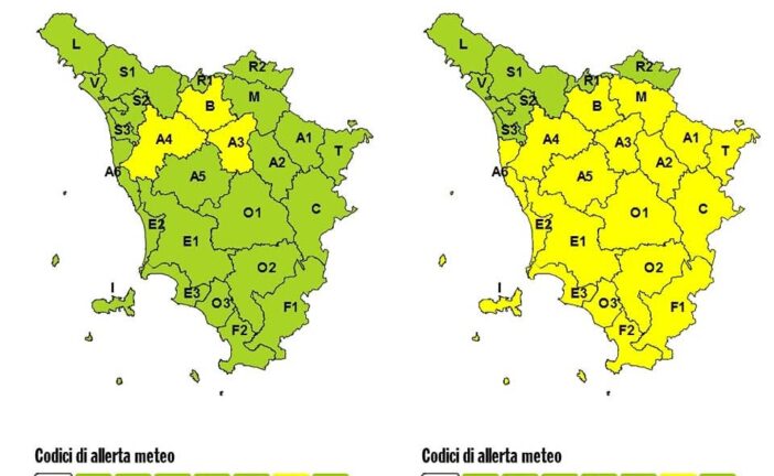 Codice giallo per vento forte su quasi tutta la Toscana