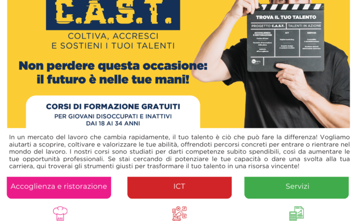 Progetto C.A.S.T. per giovani disoccupati fra 18 e 34 anni: iscrizioni ancora aperte