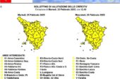 Allerta gialla per rischio idrogeologico in tutta la regione