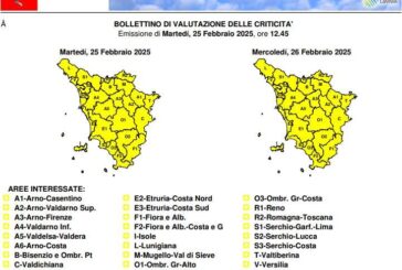 Allerta gialla per rischio idrogeologico in tutta la regione