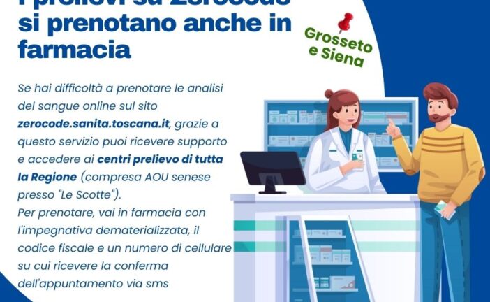 Dal primo marzo sarà possibile prenotare i prelievi su Zerocode in farmacia