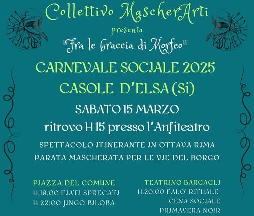 Carnevale a tema a Casole: un sabato “Fra le braccia di Morfeo”