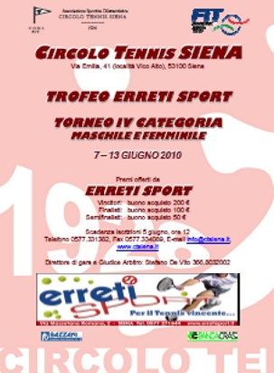 A giugno il Trofeo di Tennis Erreti Sport