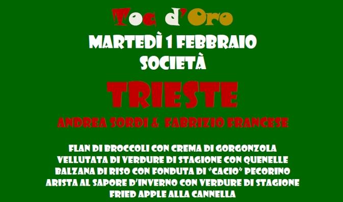 "Toc d’oro": in cucina la società Trieste