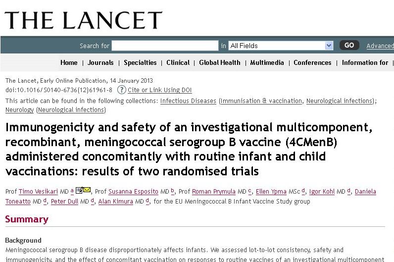 Lancet e il vaccino Novartis contro il meningococco B